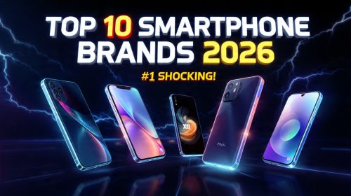 Top 10 smartphone brands in the world 2026 thumbnail with iPhone Samsung Xiaomi