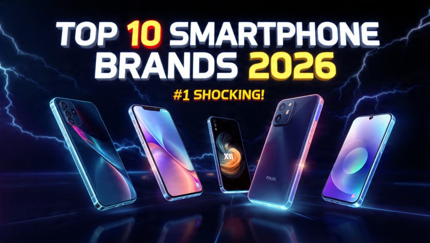 Top 10 smartphone brands in the world 2026 thumbnail with iPhone Samsung Xiaomi